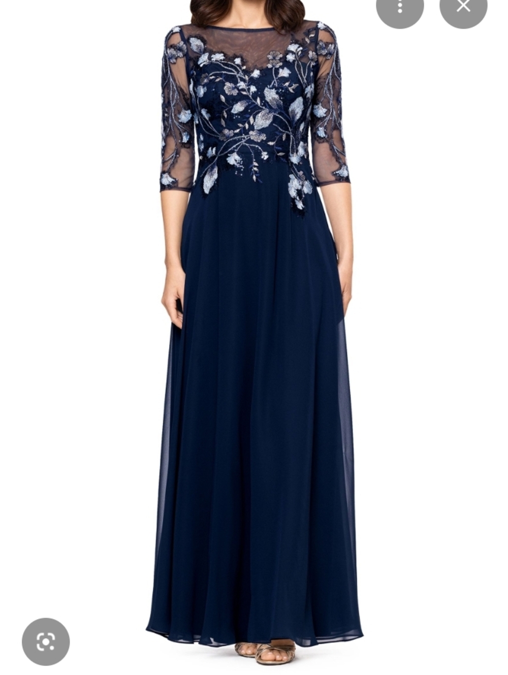 Betsy & Adam Floral Embroidered Formal Dress